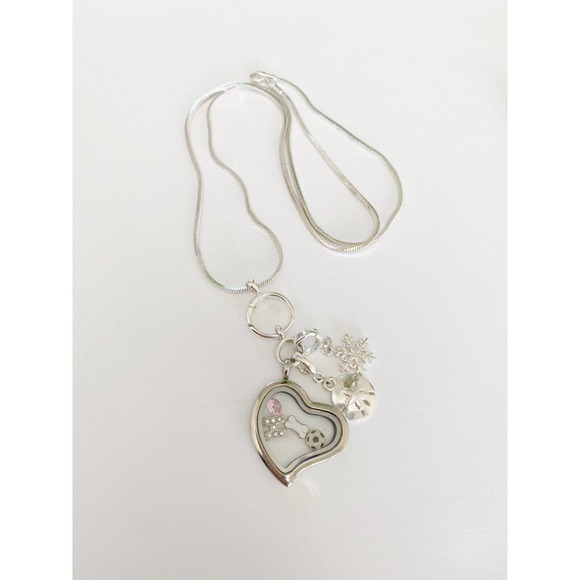 October Birthstone Crystal Glass Locket Necklace Floating Charm Initial - Picture 1 of 3